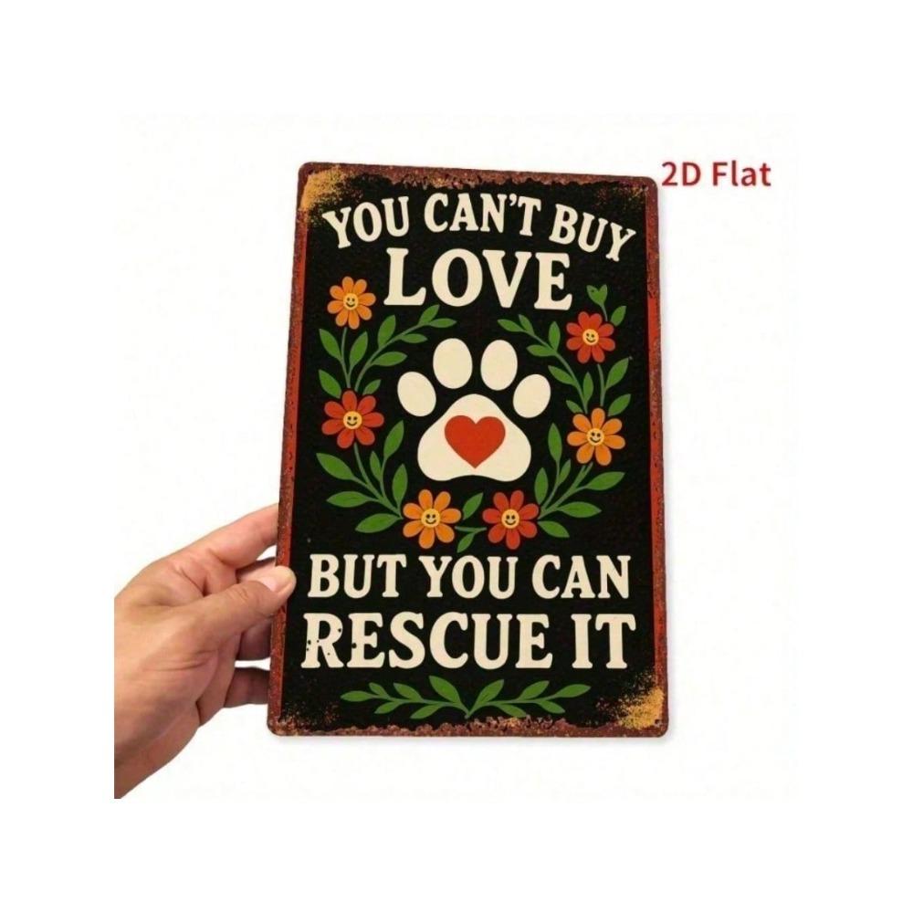 Vintage Metal Sign Dog Rescue Wall Art Decor for Cafe Bar Home