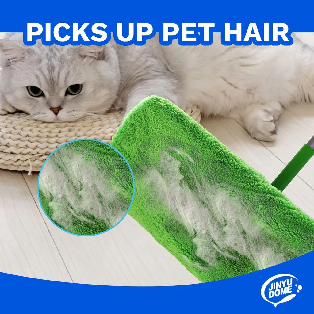 JINYUDOME Microfiber Mop Pads Reusable For Swiffer XL Sweeper Green Washable Dry Wet Mopping 17*5" Floor Cloths