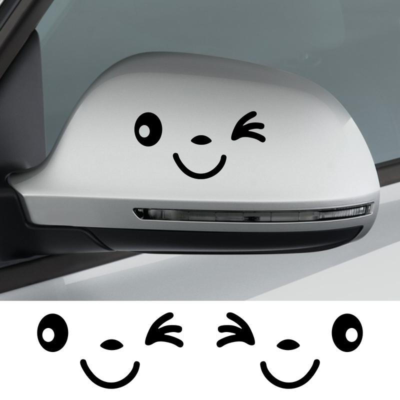 Car Reviewer Mirror Vinyl Stickers for BMW Ford Nissan Kia Jeep Lada Toyota Auto Cute Smile Graphics Decals Tuning Accessories