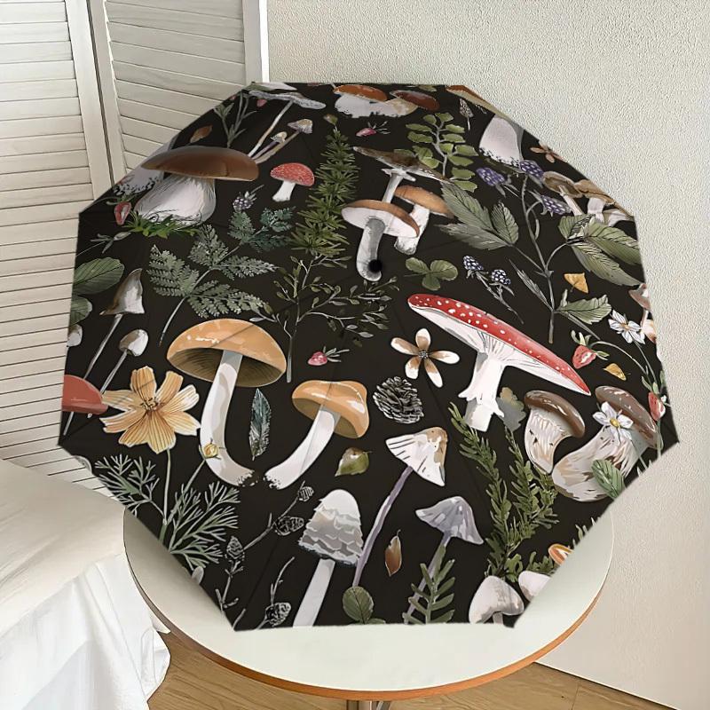 1PC Mushroom Flowers Umbrella-8-Rib Reinforced, Automatic Open, Lightweight & Durable, Cute Fashion Accessory for Outdoor-P63
