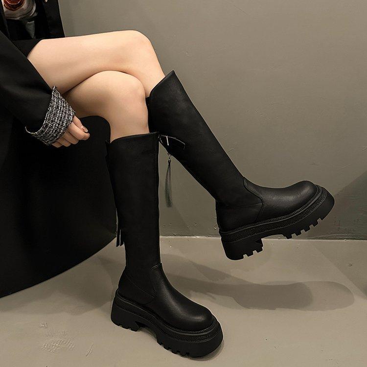 

[Youshilai] Thick-soled heightening boots for women 2025 new autumn thin but knee knight boots for women 35