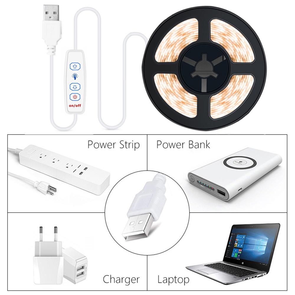 USB 5V COB Led Strip Dimmable LED Strip Lights 320 Leds/m Self-adhesive Flexible Led Ribbon for Kitchen Cabinet Mirror Bedroom