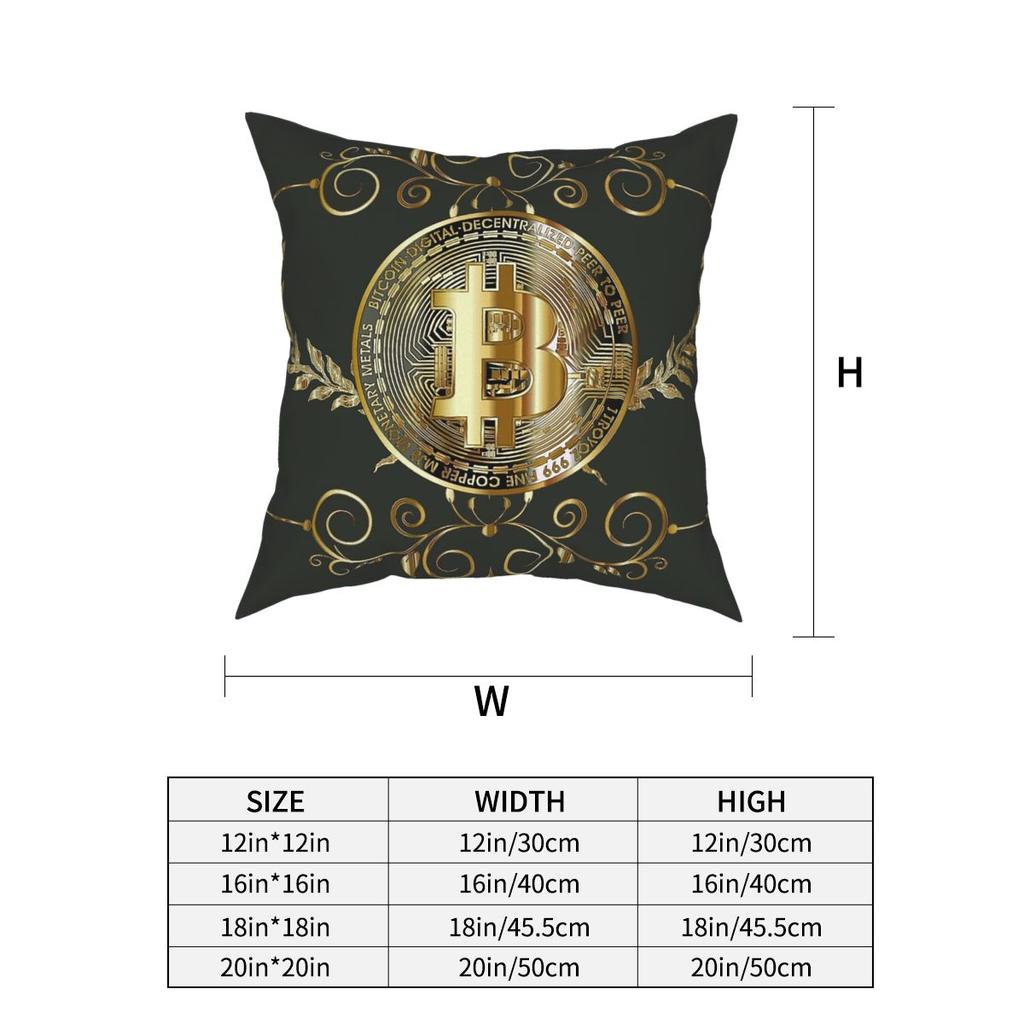 Bitcoin Gold Coin Throw Pillow Cover Decorative Pillow Crypto Cryptocurrency Ethereum Btc Blockchain Funny Pillowcase