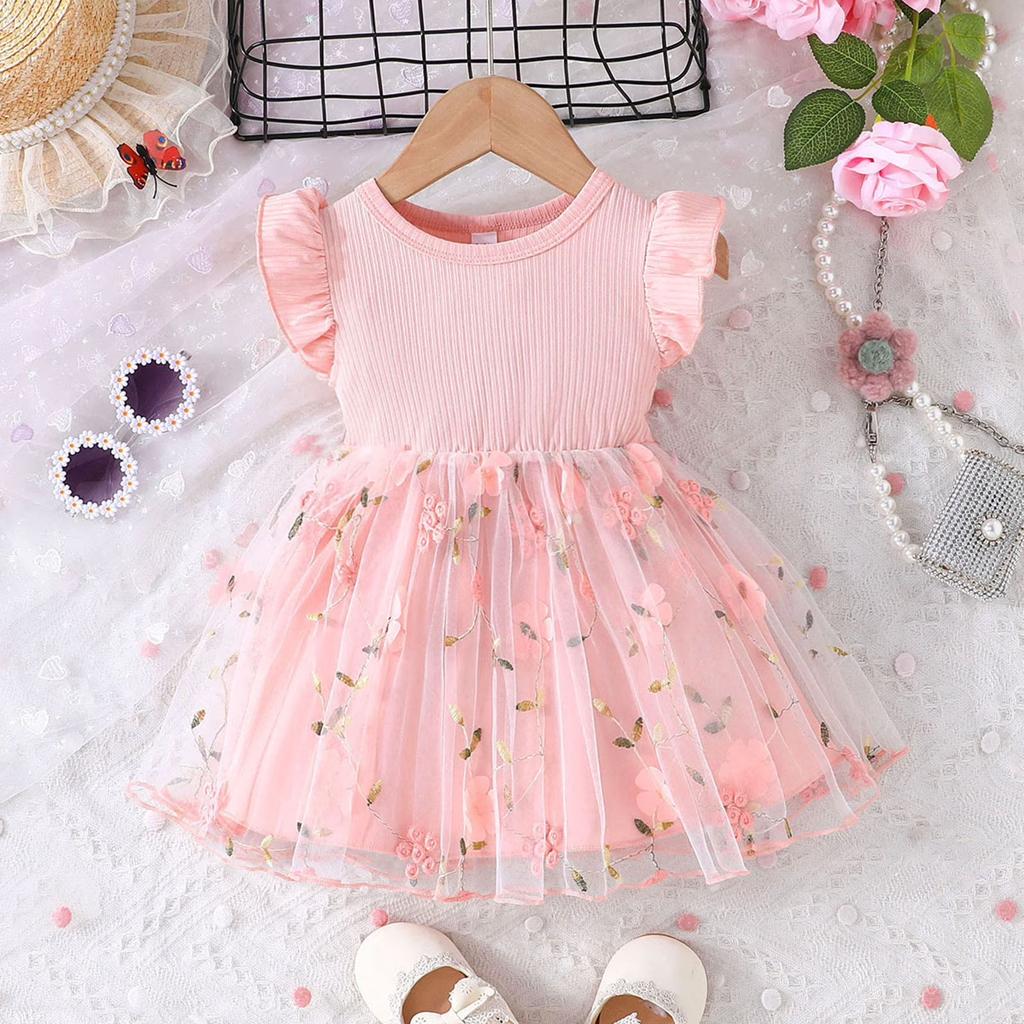 Ärmel Geburtstagsparty Kleid für Kleinkinder Kleine Mädchen