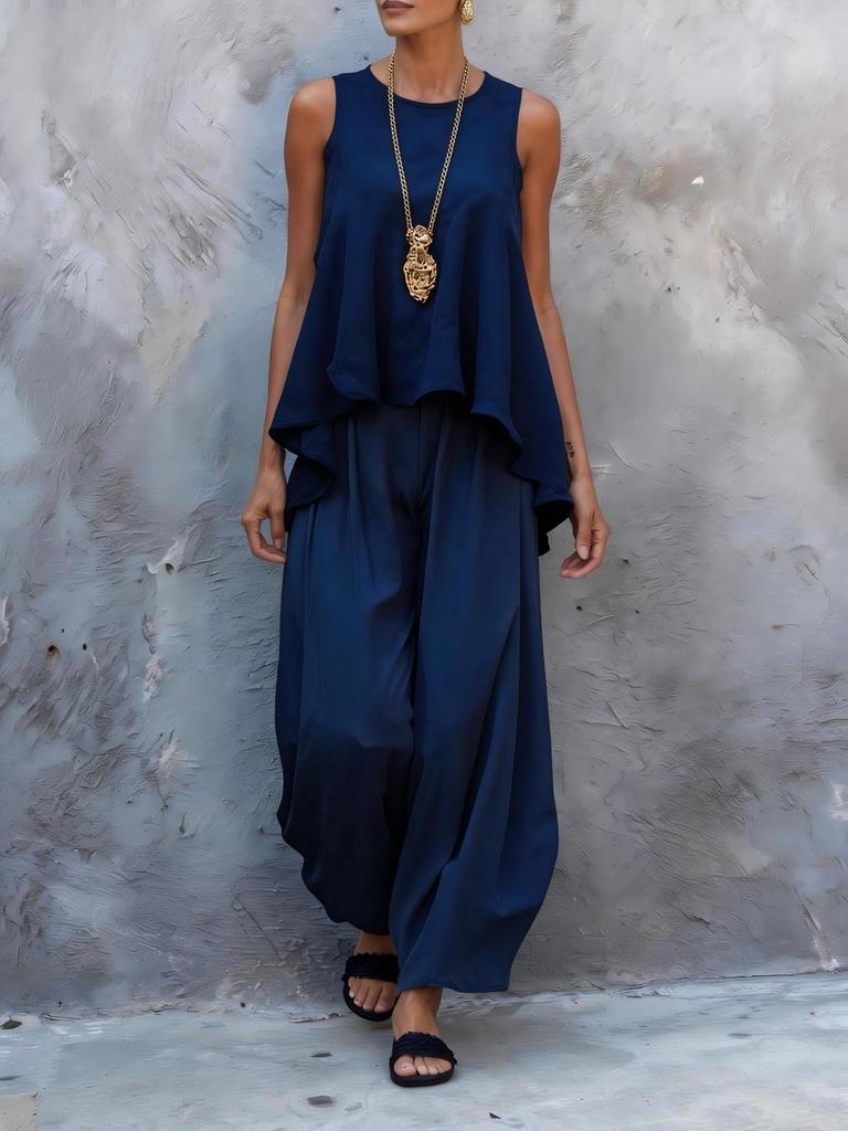 Sommer Neue Mode Damenbekleidung Lockere Weite Hosen Lässiges Set