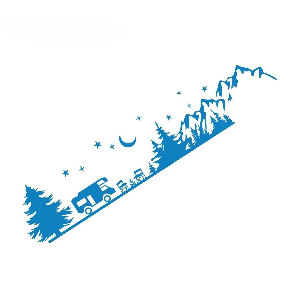 Camping Forest Landscape Mountain Sticker Decoration For Camper Van SUV Motorhome Caravan RV Decor Decal Auto Tuning Accessories