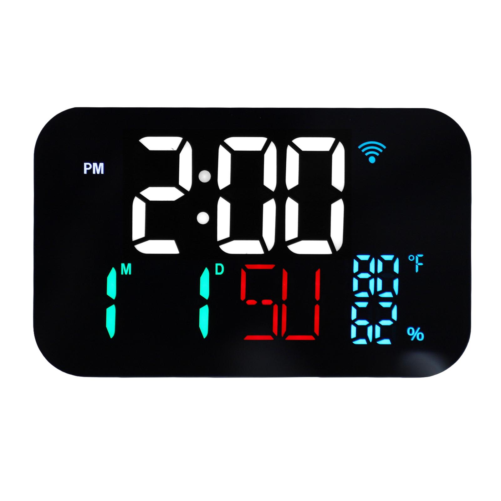 

WiFi Smart Clock Thermometer Humidity Digital Clock Weather Station Alarm Date Day Compatible with Tuya Smart App Remote Control