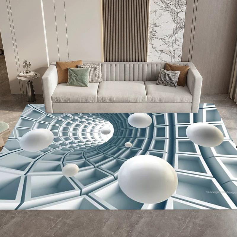 Visual 3D Black and White Grid Illusion Vortex Trap Mat Rug for Bedroom Sofa Living Room Decoration carpet