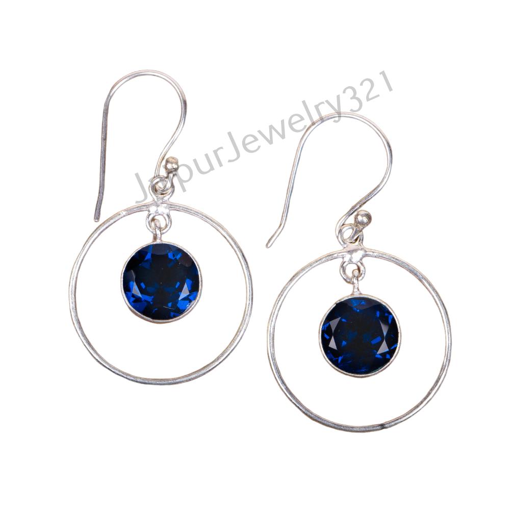 London Blue Topaz  Gemstone 925 Sterling Silver Jewelry Handmade Women Earrings EE-5-5