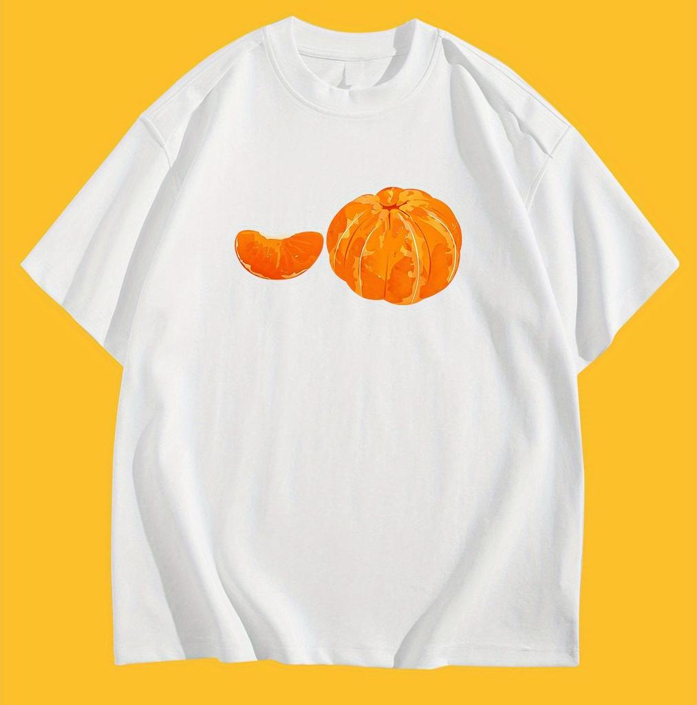 Vintage Orange Fruit TShirt Women Unisex Aesthetic Tangerine Graphic Tee Short Sleeve Harajuku Casual Fruit Lover Unisex Tops