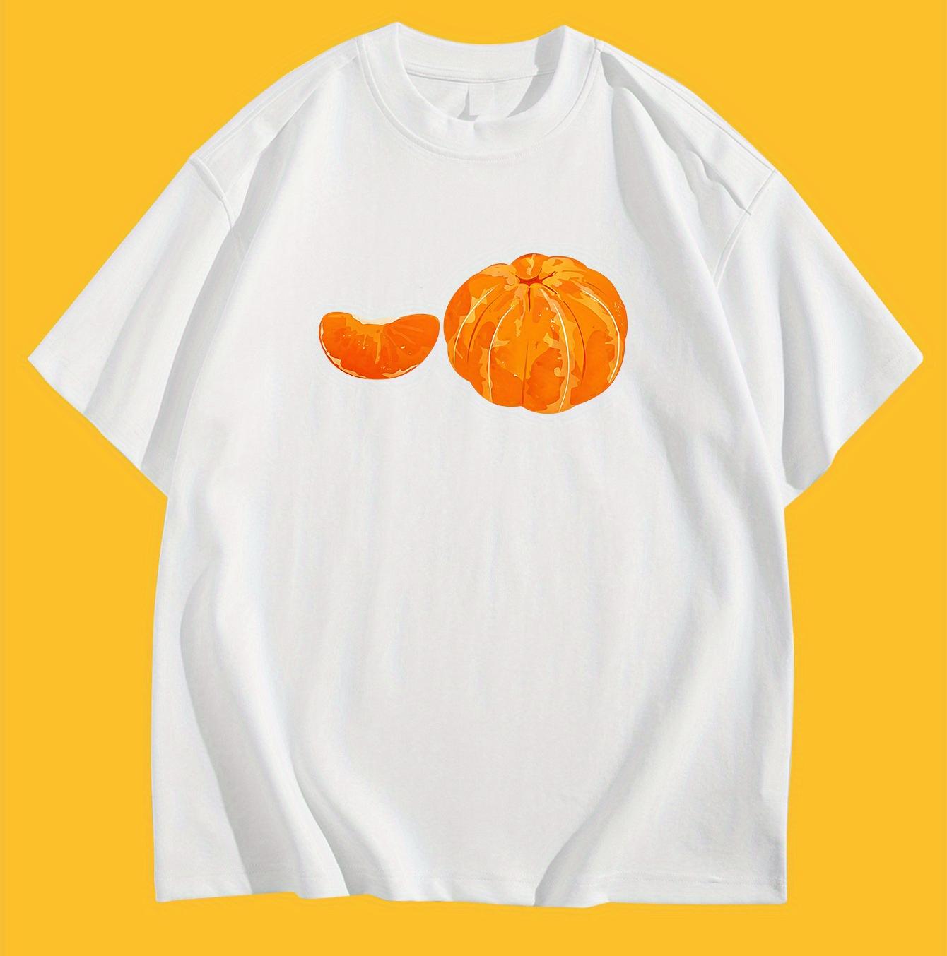 Vintage Orange Fruit TShirt Women Unisex Aesthetic Tangerine Graphic Tee Short Sleeve Harajuku Casual Fruit Lover Unisex Tops S