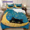 Black Cat Pattern Bedding Quilt Set Quilt Cover Pillowcase Home Decoration Birthday Gift (1 * duvet cover + 2 * pillowcase, without core)