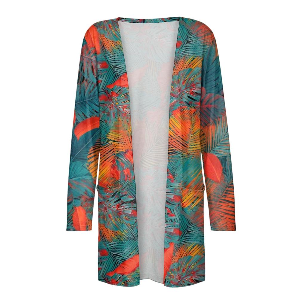 Women's Fashion Casual Comfort Floral Print Mid-Length Cardigan Jacket