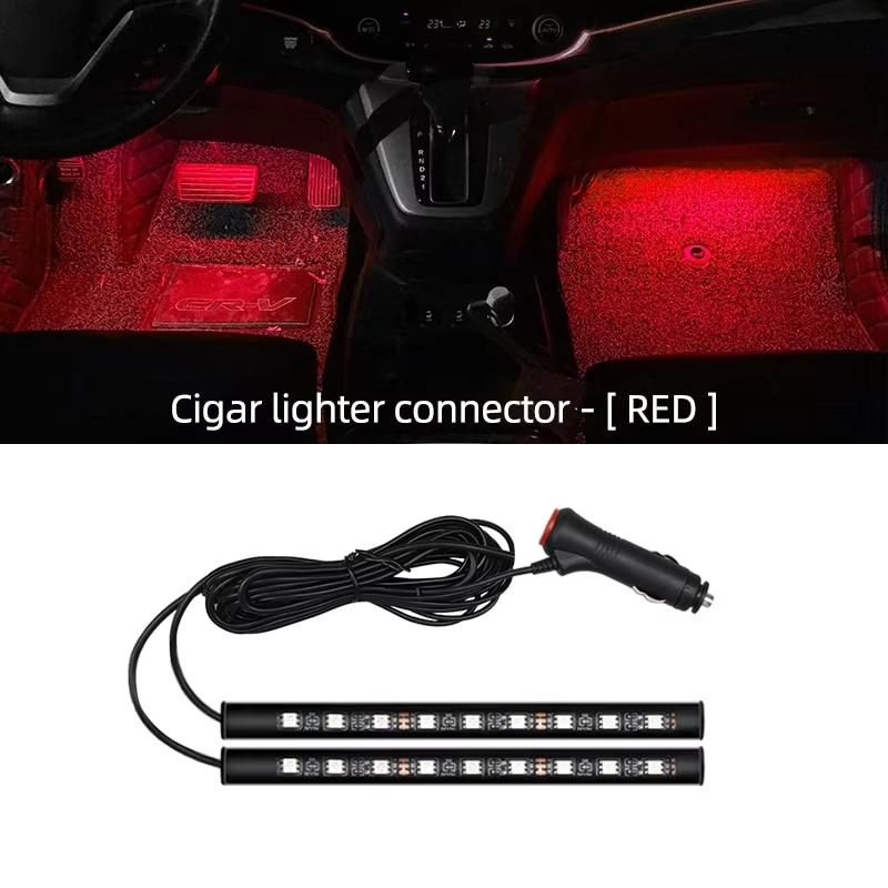 18 LED Car Neon Light Foot Light 2 In 1 LED Interior Decoration Backlight Cigarette Lighter Atmosphere Lamp Vehicle Accessories