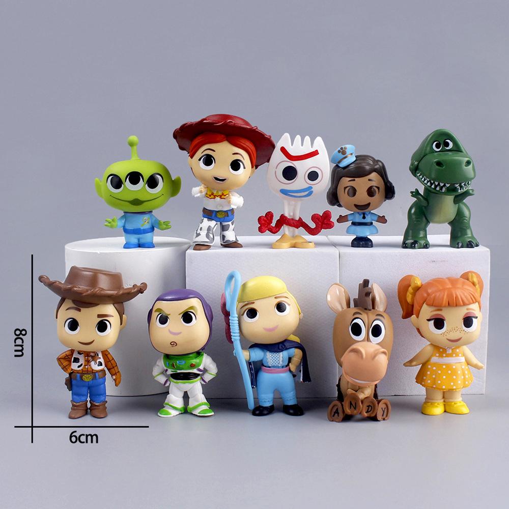 10Pcs Anime Toy Story Action Figure Buzz Lightyear Woody Jessie Alien Kawaii Doll Collectible Model Toys Kid Christmas Gift PVC Poseable Articulated