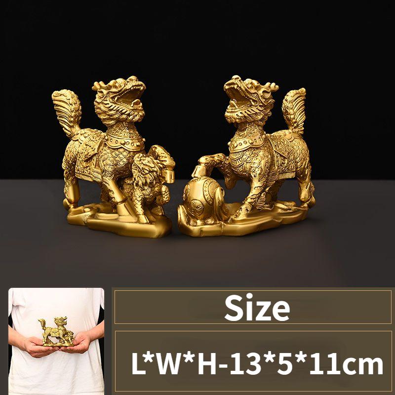 

Китайский фэншуй ремесло восемь сокровищ цилинь орнамент полностью медный благоприятный счастливый цилинь украшение для дома и офиса