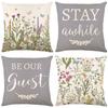 18 Inch Linen Pillowcase Spring Flower Printed Design Without Core