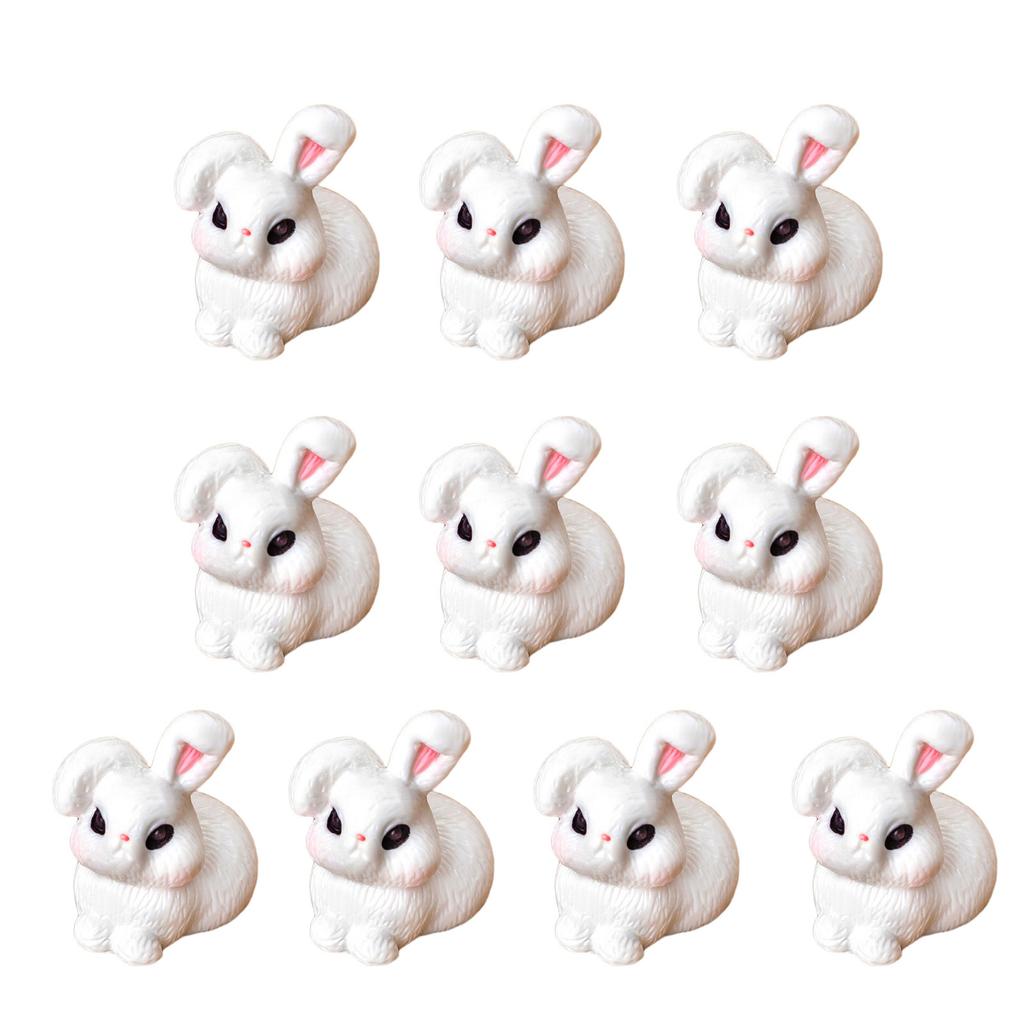 Mini Easter Rabbit Figurines Set of 10 Miniature Animal Statues for Creative Decorations and Potted Plant