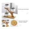 Modern Ceramic Plant Pot Bamboo Saucers Stand Holder for Home Office Decoration