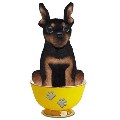 Realistic Dog Tea Cup Plush Toy 16cm (Pincher)