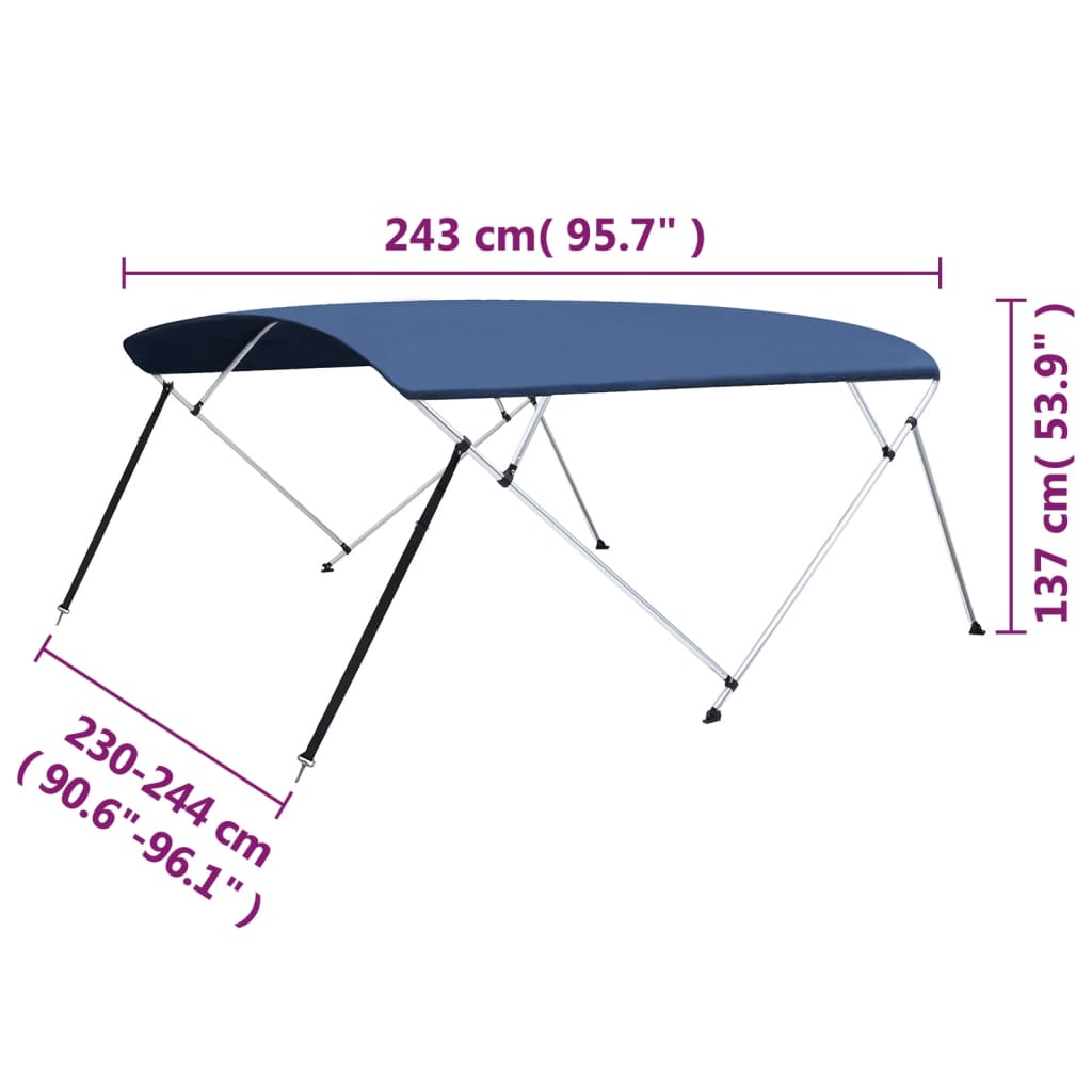 4 Bow Bimini Top Marine Blue 243 x (230 244) x 137 cm