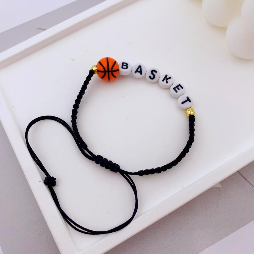 Pulsera de Cuentas Deportivas Hecha a Mano Única para Adolescentes - Voleibol, Baloncesto, Fútbol, Béisbol y Tenis Pulsera de Nudo de Cordón
