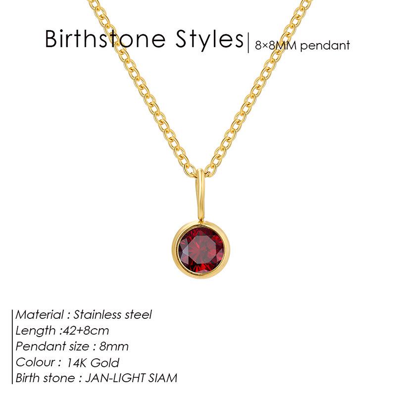 European & American Luxury Colorful Rhinestone Pendant Necklace - December Birthstone Stainless Steel Jewelry