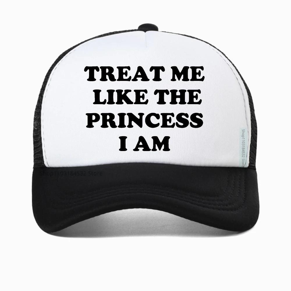 Treat Me Like The Princess I Am Letters Printed Baseball Cap Womens Harajuku 90s Fashion Snapback Hat Summer Adjustable Hats