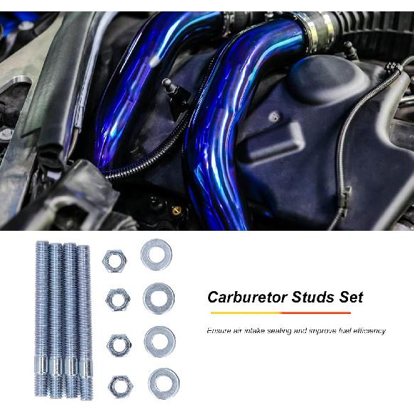 

Carburetor Studs Set, 3.5in Carburetor Carb Stud Set High Efficiency Metal Carburetor Mounting Stud Kit with Hex Nuts Spacers Carbureter Accessories