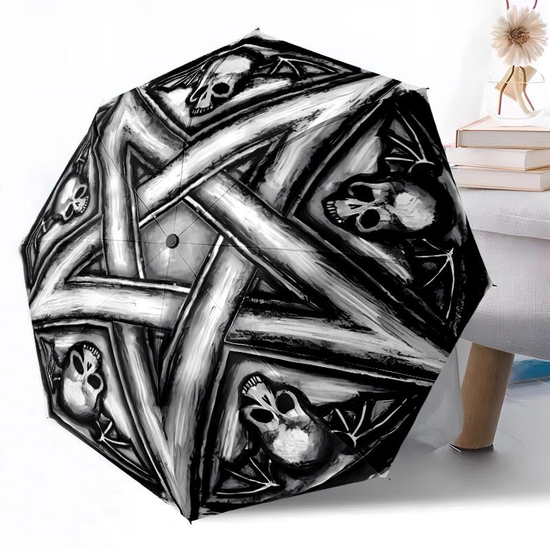 Magic Pentagram Compact Travel Automatic Umbrella Compact 8-Rib Lightweight Compact Design Travel Essential Compact Folding Umbrella