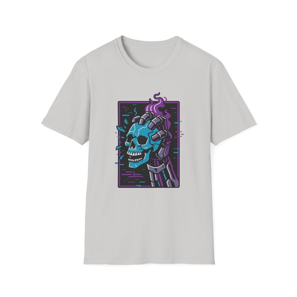

Unisex Softstyle T-Shirt Futuristic Robot Hand Skull Smash Sci-Fi Graphic Tee 2XL