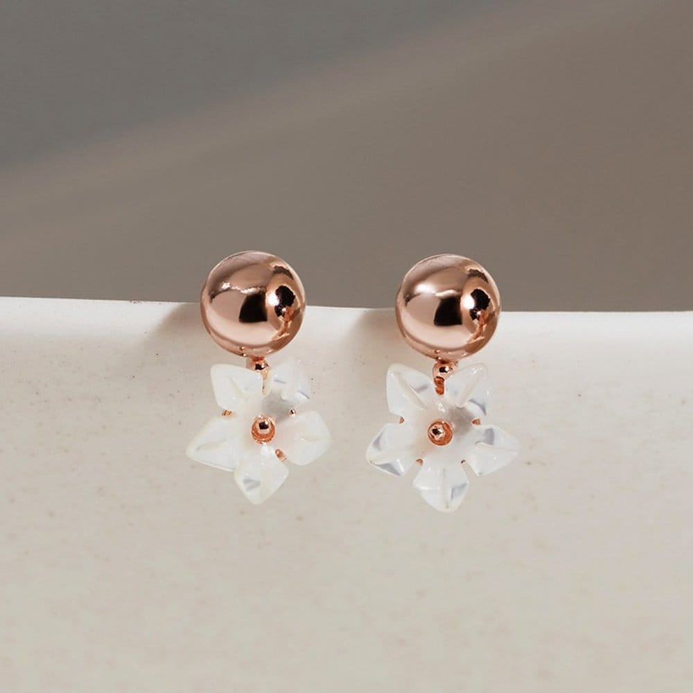 925 Silver Cherry Blossom Natural Mother-of-Pearl Earrings W