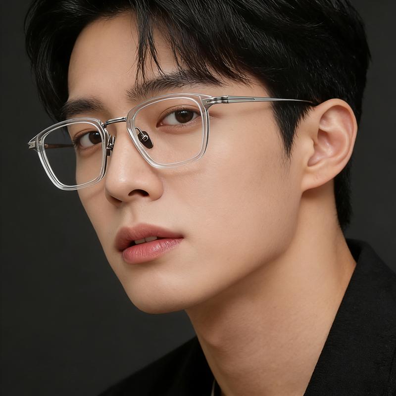 Top Quality Handmade Acetate Titanium Glasses Frames Men Women Luxury Transparent Square Eyeglass Frame Business Eyewear