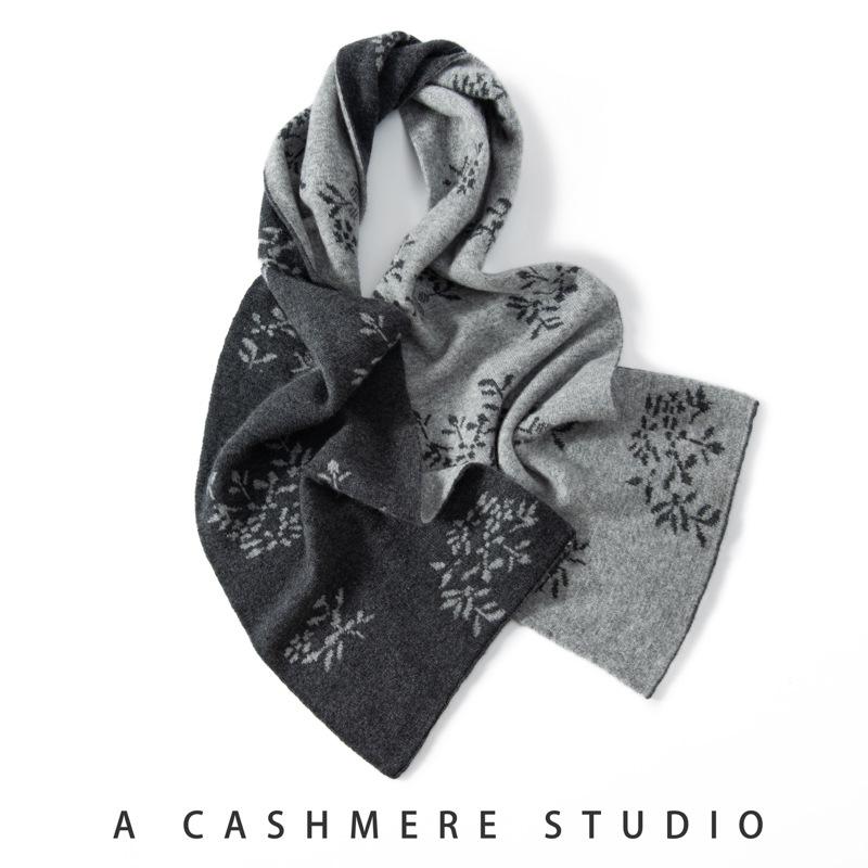 Women's 100% Cashmere Jacquard Scarf - Thick, Warm, Fashionable Knit Shawl for Autumn & Winter