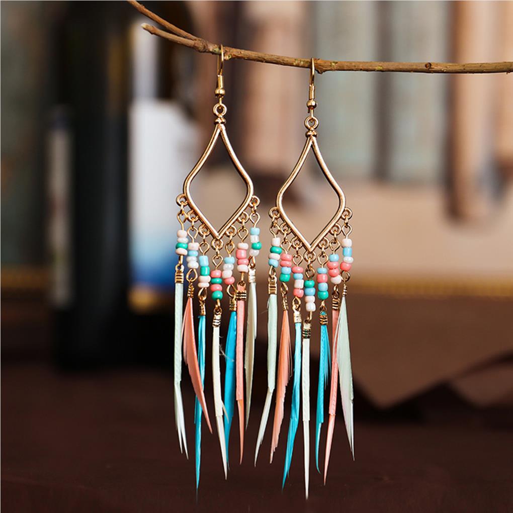 2Pcs Women Dangle Earrings Tassel Alloy Bohemian Jewelry Stylish Decorations Daily Wear Hanging Pendant Wedding Jewelry