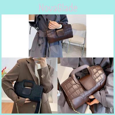 Abend-Clutch-Tasche mit Reißverschluss und Krokodilmuster aus PU für Damen