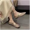 Mid Heel Flat with Modern Slippers Summer Outside Hollow 2025 Fashion Ladies Shoes Pull On Shallow Fashion Slippers Chinelos