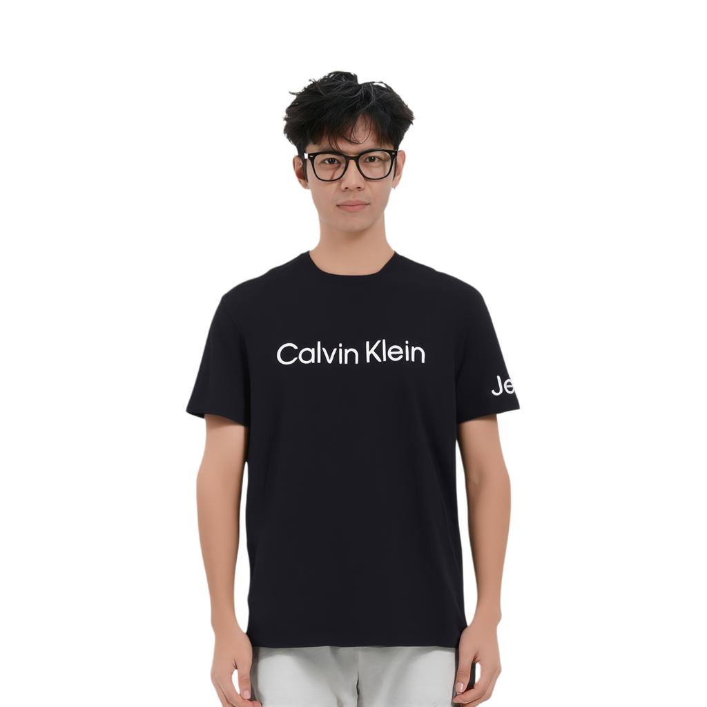 Calvin Klein Letter Print Crew Neck Short Sleeve T-Shirt Men Tops 40DC816-010