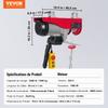 Wciągnik elektryczny, udźwig 2200 funtów, 1600W 220V Elektryczna wyciągarka linowa stalowa z 14-stopowym przewodowym pilotem zdalnego sterowania, wysokość podnoszenia na pojedynczej linie 40 stóp &