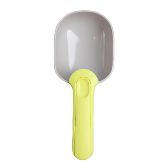 Łopatka do karmy dla zwierząt Wysoka wytrzymałość Wygodny uchwyt Przenośna łopatka do karmienia zwierząt z klipsem do zamykania worka Artykuły dla zwierząt