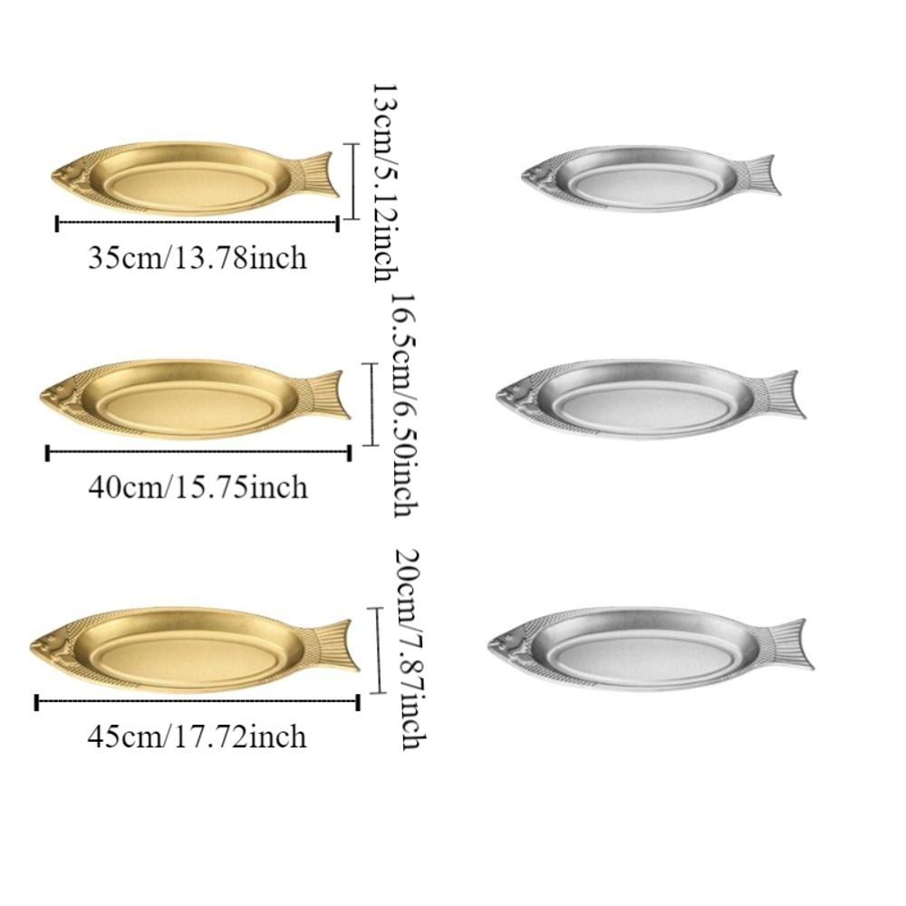 Stainless Steel Fish Shaped Plate Thickening Barbecue Plate Creative Snack Plate Restaurants