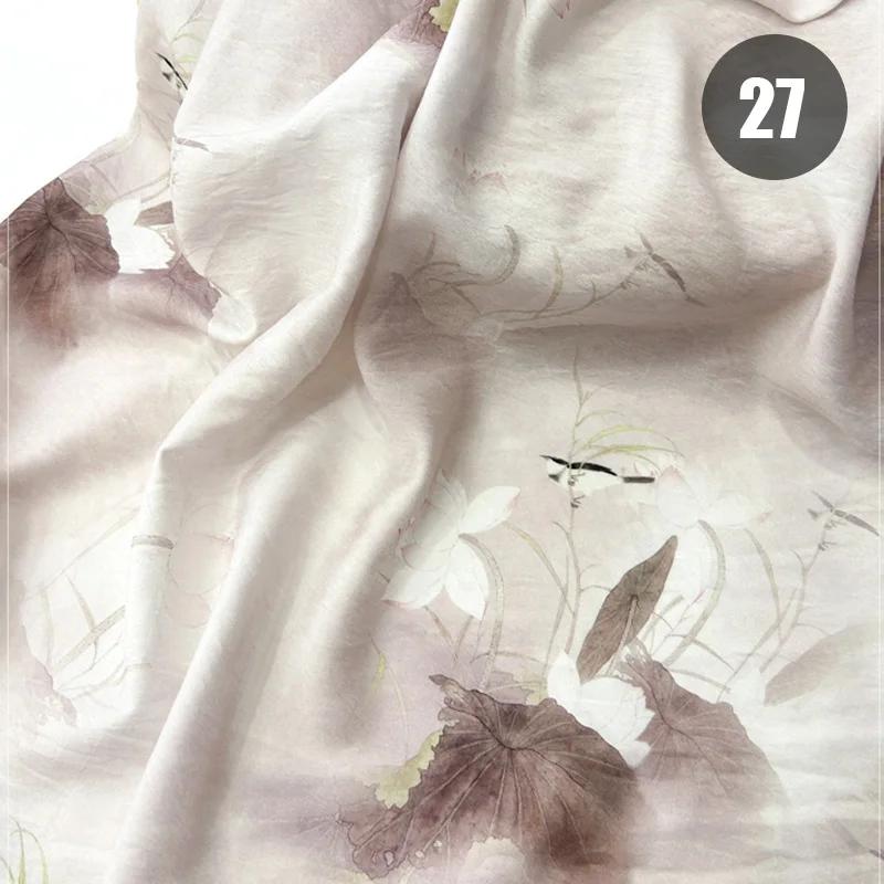 100cm Chinese Style Linen Fabric Summer Thin Tang Dynasty Princess Pattern Painting Fabric for DIY Hanfu Dress Cheongsam