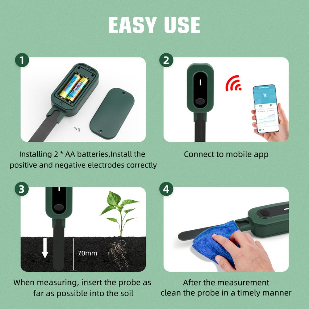 Tuya Zigbee Wireless Soil Moisture Meter Intelligent Temperature Humidity Sunlight Tester