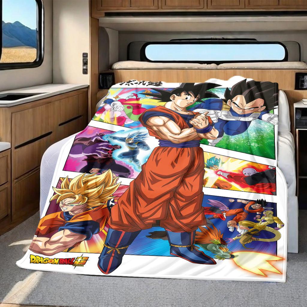 1PC DRAGON BALL Print Flannel Blanket, High quality All Seasons, Home Decor, Warmth and Comfort, Perfect for Christmas Gifts