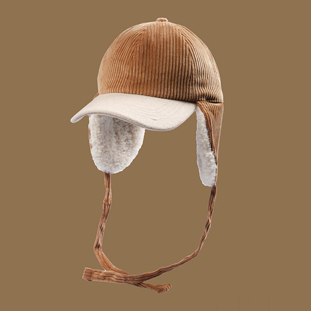 Осенне-зимняя флисовая бейсболка из овечьей шерсти для женщин, теплая флисовая шапка для улицы, ветрозащитная бейсболка с ушками, унисекс suit for 55-58 cm кофейный