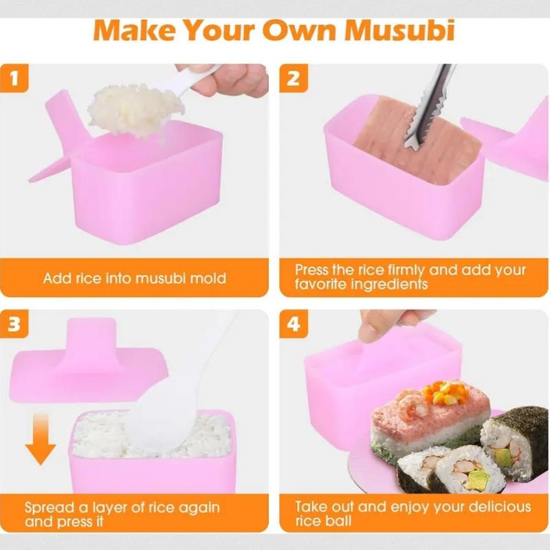 Onigiri Mold 6 Pack Musubi Press Mold Kit,2 Musubi Maker, 2 Rice Ladles, 2 Classic Triangle Rice Ball Mold Maker Sushi Mold