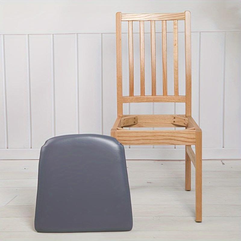 2Pcs Waterproof Pu Leather Seat Covers For Dining Chairs Stretchable Dining Room Chair Seat Covers Kitchen Chair Seat Cover