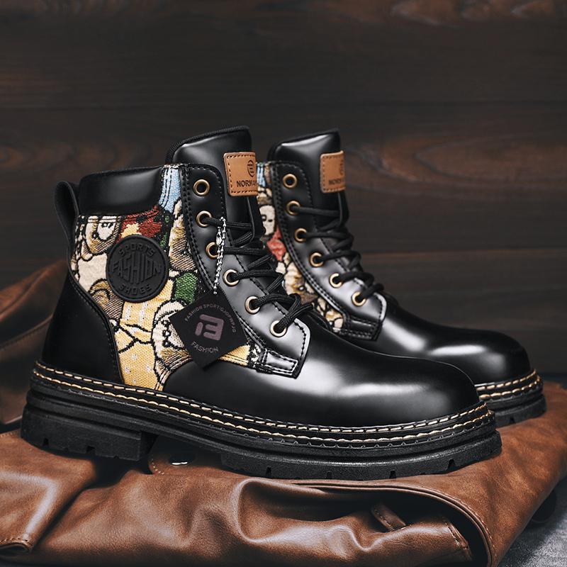 

Men s boots 2025 autumn and winter new trendy Martin boots men s high-top rhubarb boots men s big-headed locomotive leather boots 44