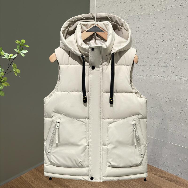 Men's Autumn/Winter Cotton Vest with Detachable Hood – Warm, Fashionable, and Thickened Casual Outerwear