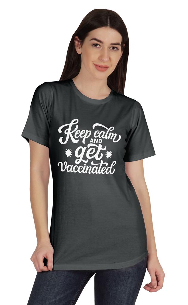 Inkmeso Keep Calm And Get Vaccinated Funny Pro Vaccine Crew Neck T-shirt For